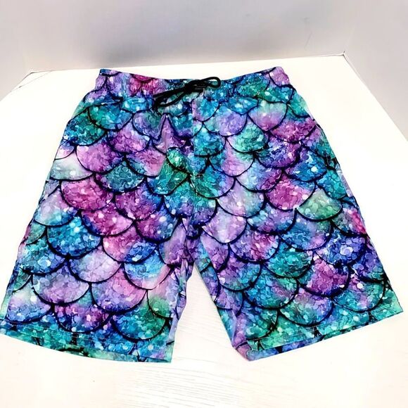 Bonlor Mens Swim Trunks Fish Scale Board Shorts Mesh Lining Beach Swim Shorts - Picture 3 of 16